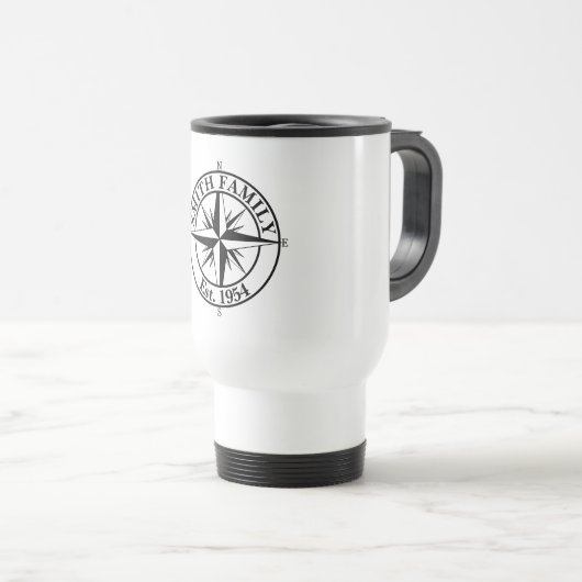 Compass star monogram, personaliseerbaar embleem reisbeker (Voorkant rechts)