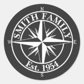 Compass star monogram, personaliseerbaar embleem ronde sticker (Voorkant)