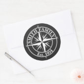 Compass star monogram, personaliseerbaar embleem ronde sticker (Envelop)
