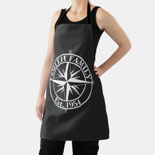 Compass star monogram, personaliseerbaar embleem schort (Insitu)