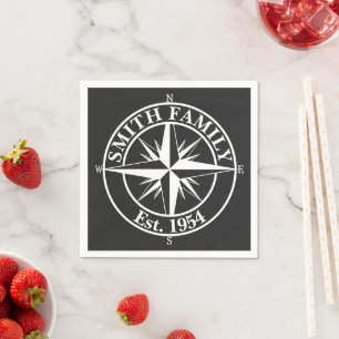 Compass star monogram, personaliseerbaar embleem servet