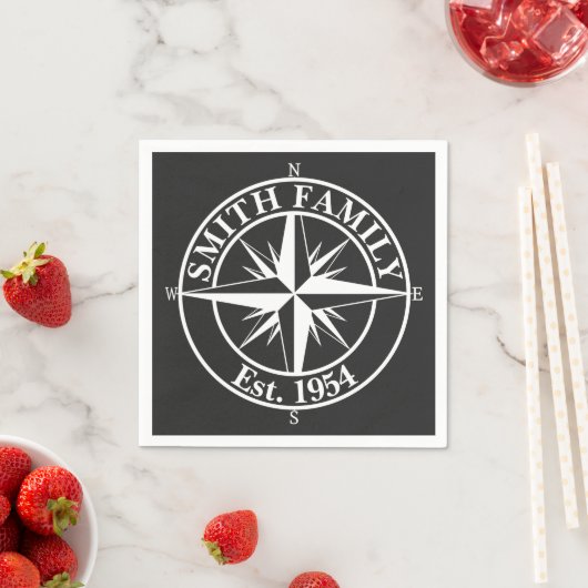 Compass star monogram, personaliseerbaar embleem servet (Insitu)