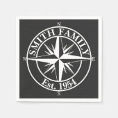 Compass star monogram, personaliseerbaar embleem servet (Voorkant)