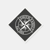 Compass star monogram, personaliseerbaar embleem servet (Hoek)
