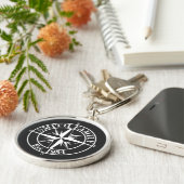 Compass star monogram, personaliseerbaar embleem sleutelhanger (Zijkant)