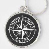 Compass star monogram, personaliseerbaar embleem sleutelhanger (Voorkant)