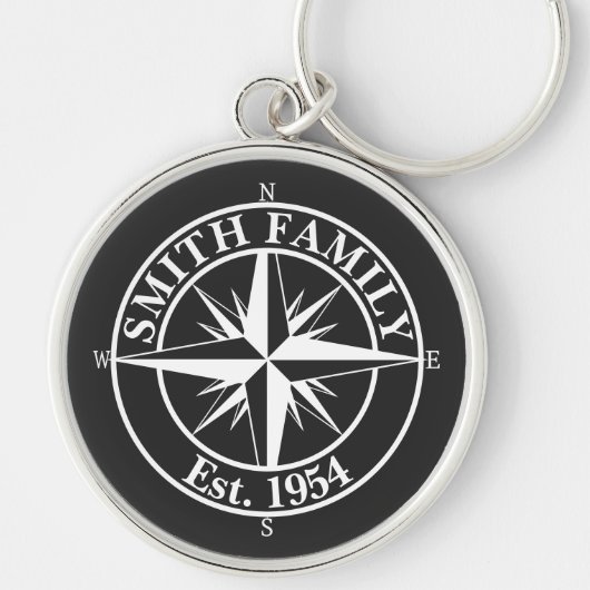 Compass star monogram, personaliseerbaar embleem sleutelhanger (Voorkant)