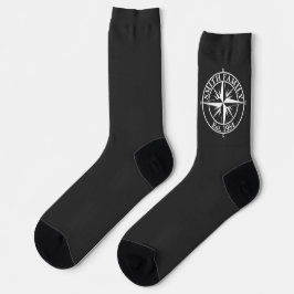 Compass star monogram, personaliseerbaar embleem sokken