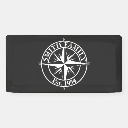 Compass star monogram, personaliseerbaar embleem spandoek (Horizontaal)