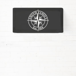 Compass star monogram, personaliseerbaar embleem spandoek