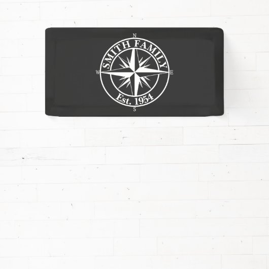 Compass star monogram, personaliseerbaar embleem spandoek (Insitu)