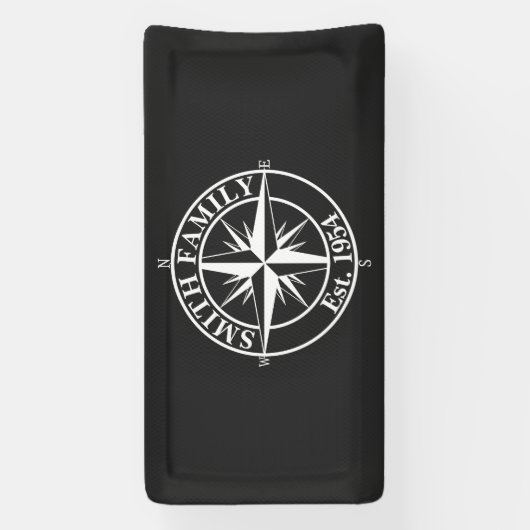 Compass star monogram, personaliseerbaar embleem spandoek (Verticaal)