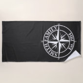 Compass star monogram, personaliseerbaar embleem strandlaken (Voorkant)