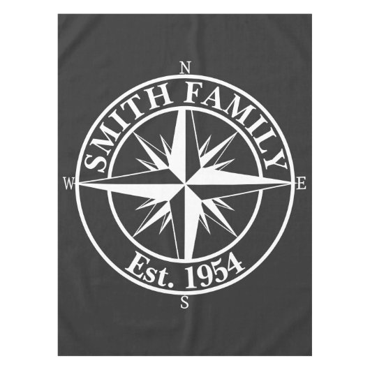 Compass star monogram, personaliseerbaar embleem tafelkleed (Voorkant)