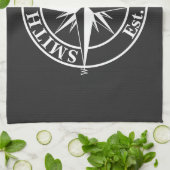 Compass star monogram, personaliseerbaar embleem theedoek (Gevouwen)