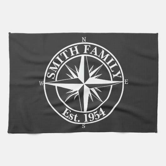 Compass star monogram, personaliseerbaar embleem theedoek (Horizontaal)