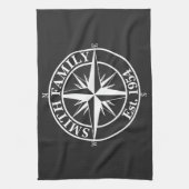 Compass star monogram, personaliseerbaar embleem theedoek (Verticaal)