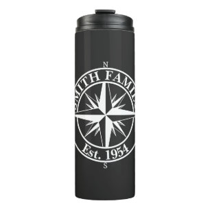 Compass star monogram, personaliseerbaar embleem thermosbeker