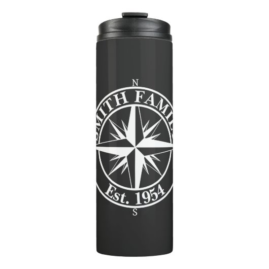Compass star monogram, personaliseerbaar embleem thermosbeker (Voorkant)