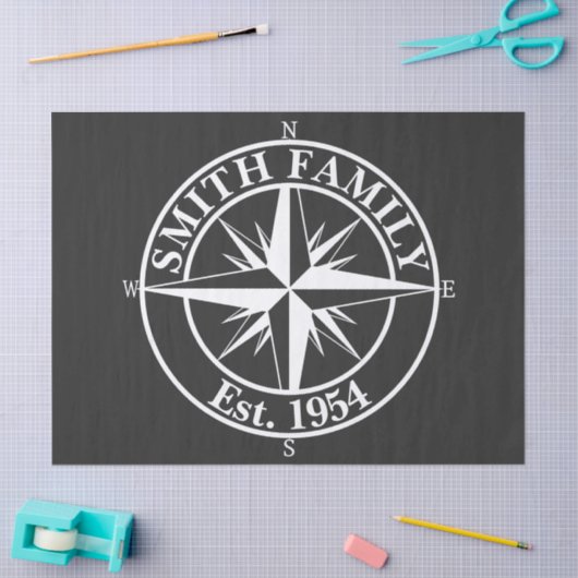 Compass star monogram, personaliseerbaar embleem tissuepapier (Craft)