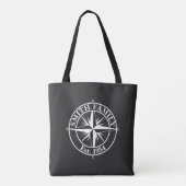 Compass star monogram, personaliseerbaar embleem tote bag (Achterkant)