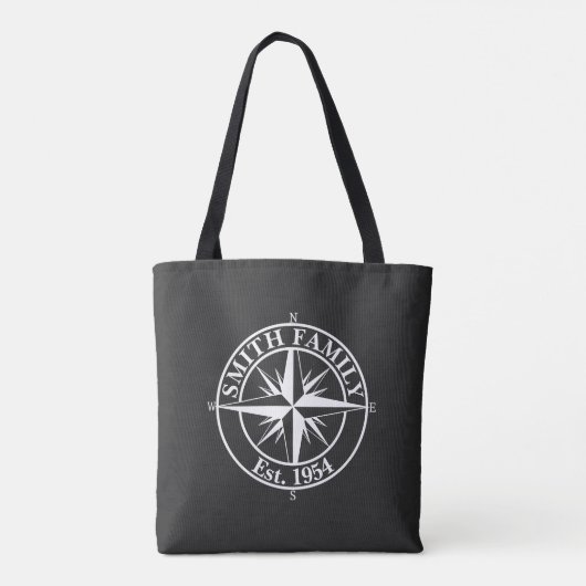Compass star monogram, personaliseerbaar embleem tote bag (Achterkant)