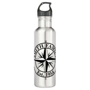 Compass star monogram, personaliseerbaar embleem waterfles