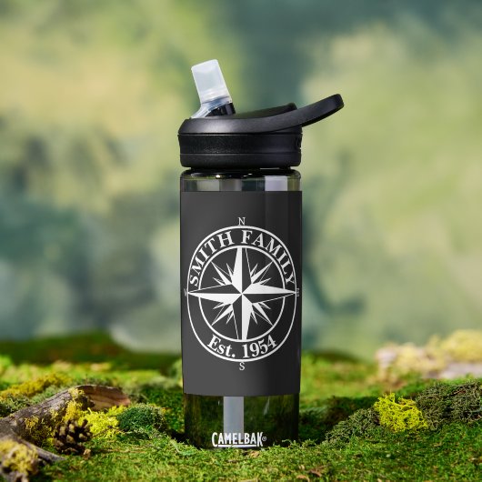 Compass star monogram, personaliseerbaar embleem waterfles (Buiten)