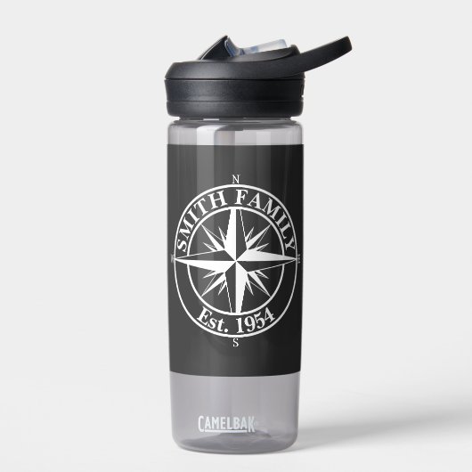 Compass star monogram, personaliseerbaar embleem waterfles (Links)