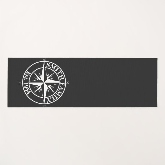 Compass star monogram, personaliseerbaar embleem yogamat (Voorkant (horizontaal))