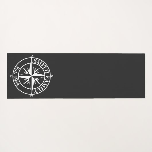 Compass star monogram, personaliseerbaar embleem yogamat (Achterkant (horizontaal))