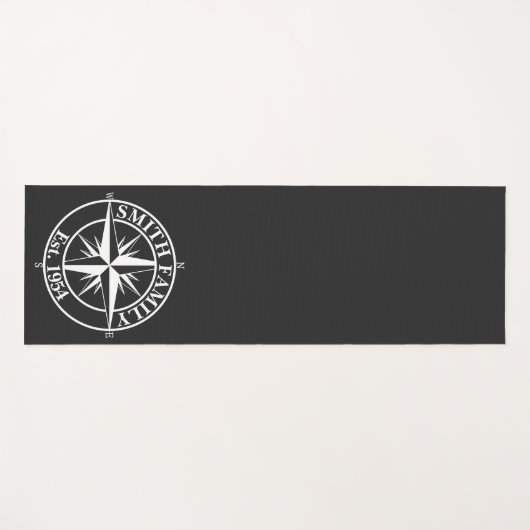 Compass star monogram, personaliseerbaar embleem yogamat (Voorkant (horizontaal))