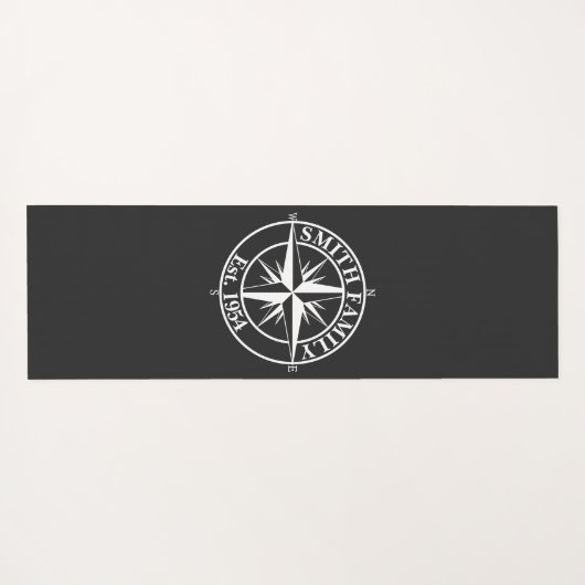 Compass star monogram, personaliseerbaar embleem yogamat (Achterkant (horizontaal))