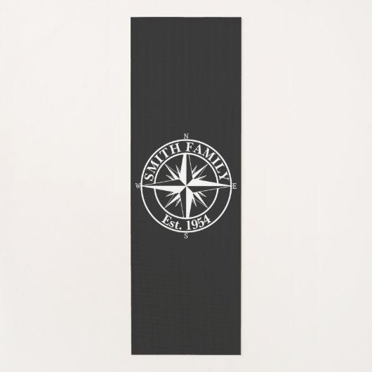 Compass star monogram, personaliseerbaar embleem yogamat (Voorkant)