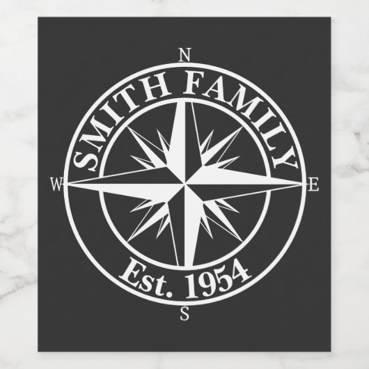 Compass star monogram personalizable emblem wijn etiket (Enkel label)