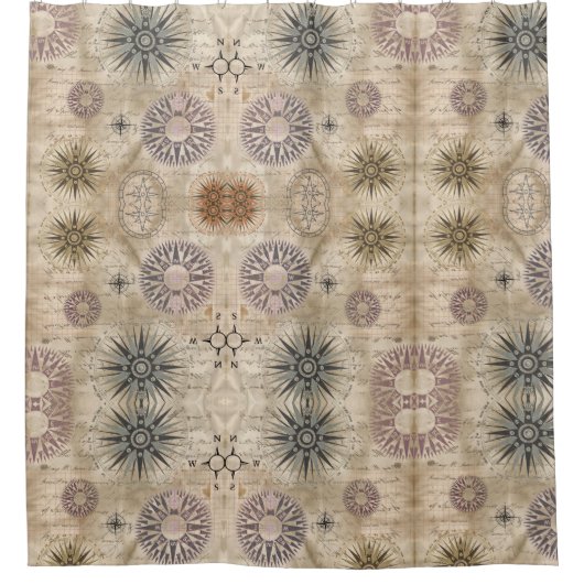 Compass Travel Shower Curtain Douchegordijn (Voorkant)