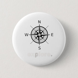Compass Wanderlust T-Shirt World Traveler-rugzak Ronde Button 5,7 Cm