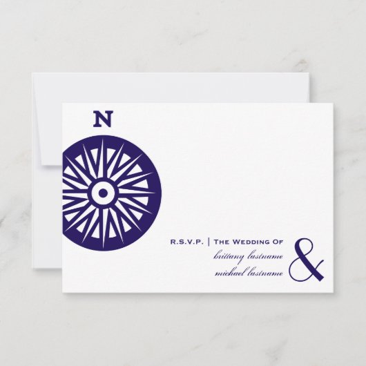 Compass Wedding RSVP Kaartje (Voorkant)