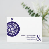 Compass Wedding RSVP Kaartje (Staand voorkant)