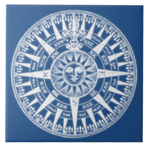 Compass Wind Roos Blue White Tegeltje