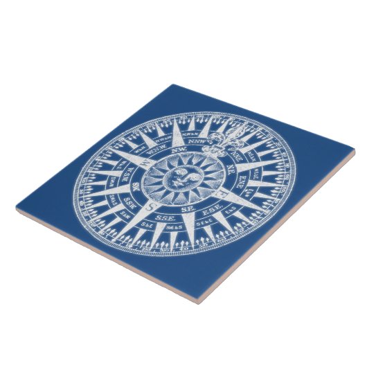 Compass Wind Roos Blue White Tegeltje (Zijkant)