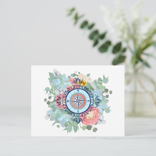Compass with Succulents Briefkaart (Staand voorkant)
