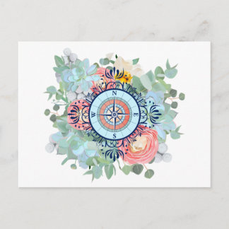Compass with Succulents Briefkaart