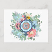 Compass with Succulents Briefkaart (Voorkant)