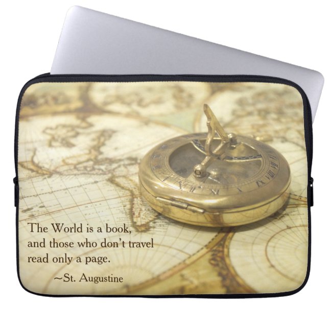 Compass World Travel Map Laptop Sleeve (Voorkant)