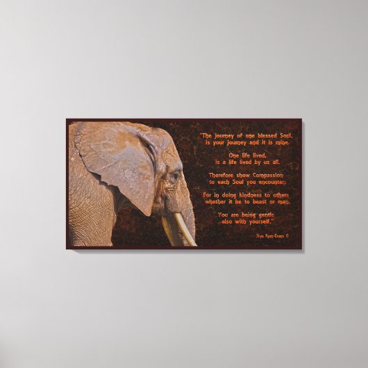 Compassie - Elefant & Literary Quote - Rustige BG Canvas Afdruk (Voorkant)