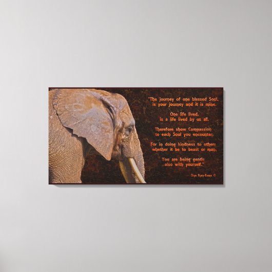 Compassie - Elefant & Literary Quote - Rustige BG Canvas Afdruk (Voorkant)