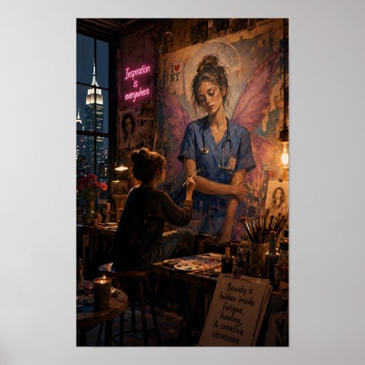 Compassie Geschilderd in Poster met Middennachtlic (Voorkant)