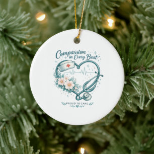 Compassie in elke slag Verpleegster Hart Ontwerp Keramisch Ornament