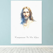Compassie in Zijn blik - Jezus Waterverf Schildere Canvas Afdruk (Insitu (Houten vloer))